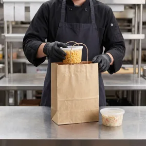 BIZCO Essentials Kraft Paper Bag with Handles - 10″ x 5″ x 13″